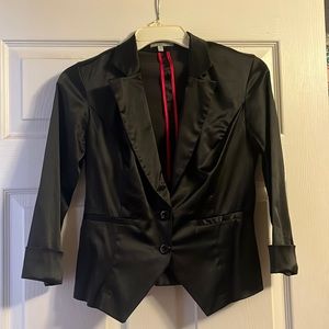 Charolette Russe black satin 3/4 sleeve jacket size M